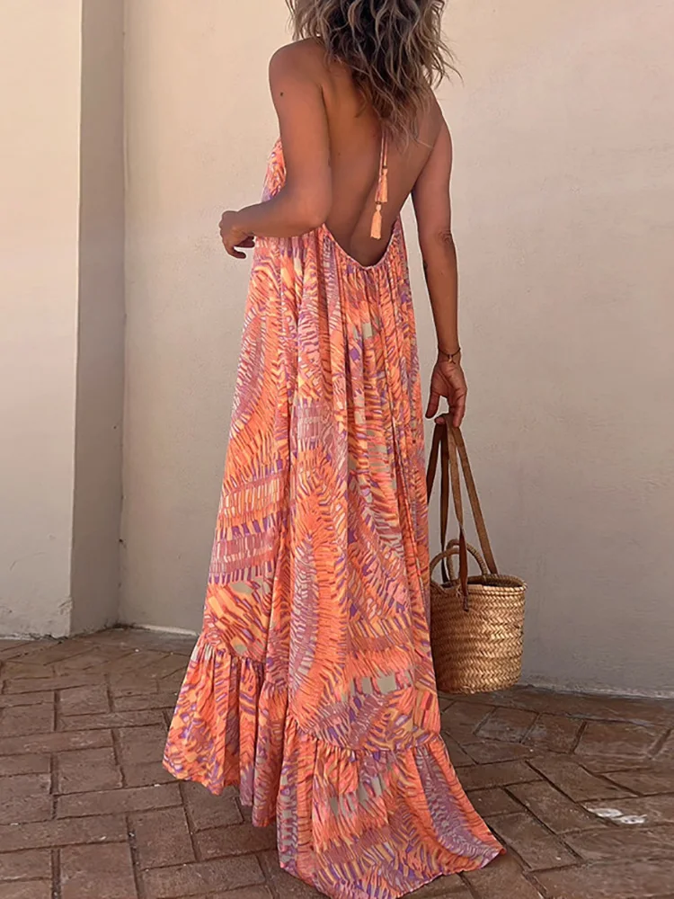 Sexy Lady Backless Summer Bohemian Dress 2023 Hollow Out Patchwork Ruffles Maxi Dress Casual Loose Halter Women Print Club Dress
Sexy Lady Backless Summer Bohemian Dress 2023 Hollow Out Patchwork Ruffles Maxi Dress Casual Loose Halter Women Print Club Dress