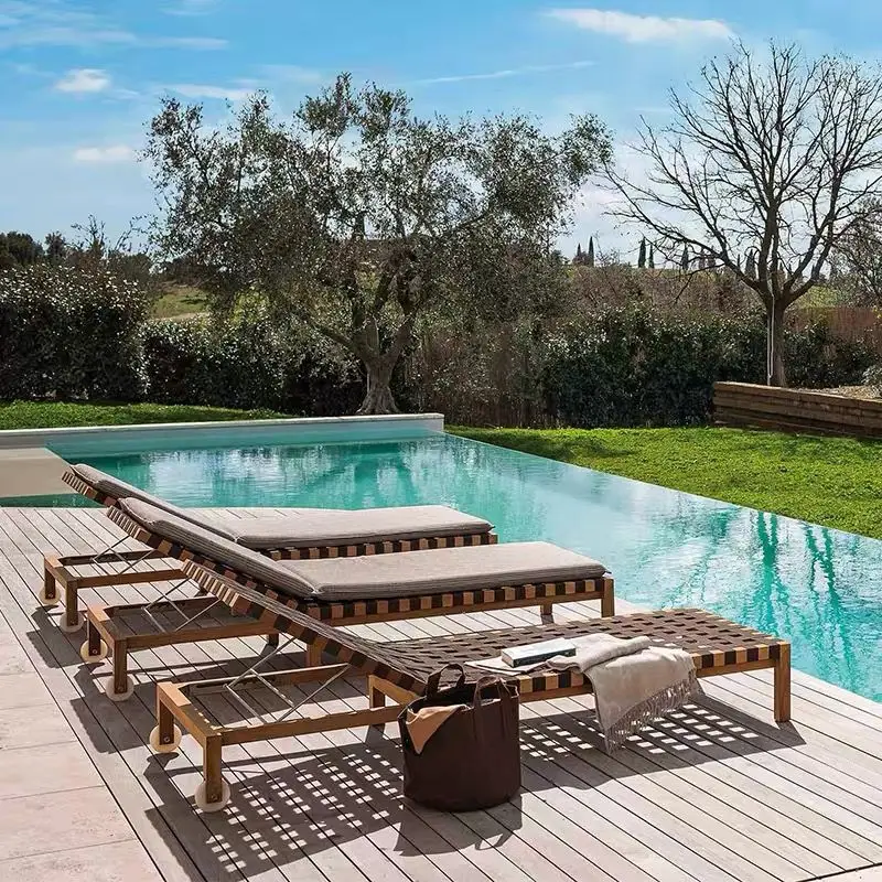 Outdoor bed, solid wood hotel, swimming pool, leisure lounge chair, designer, courtyard, garden, anti-corrosion wood furniture
Outdoor bed, solid wood hotel, swimming pool, leisure lounge chair, designer, courtyard, garden, anti-corrosion wood furniture
