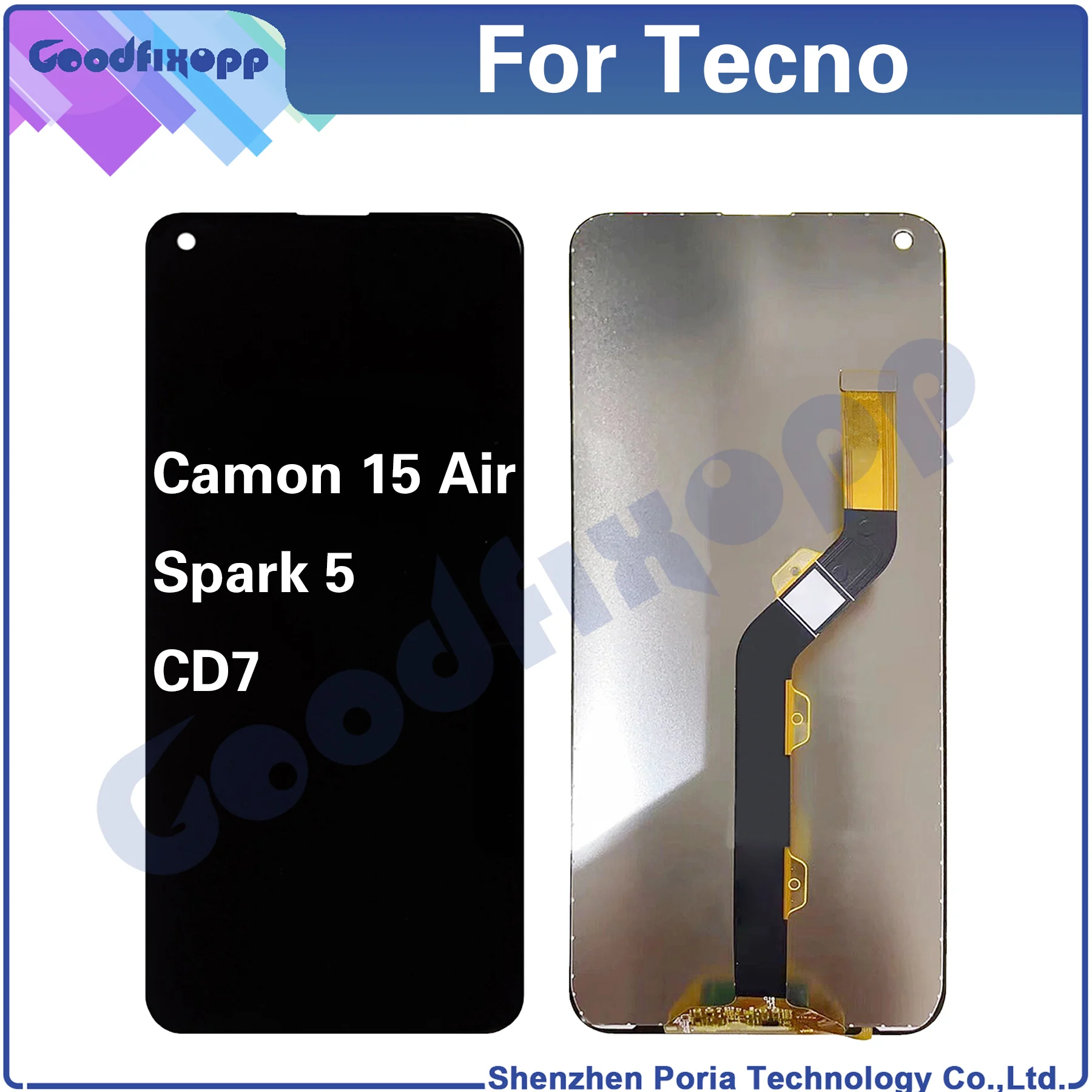For Tecno Camon 15 Air / Spark 5 CD7 LCD Display Touch Screen Digitizer Assembly Repair Parts Replacement
For Tecno Camon 15 Air / Spark 5 CD7 LCD Display Touch Screen Digitizer Assembly Repair Parts Replacement