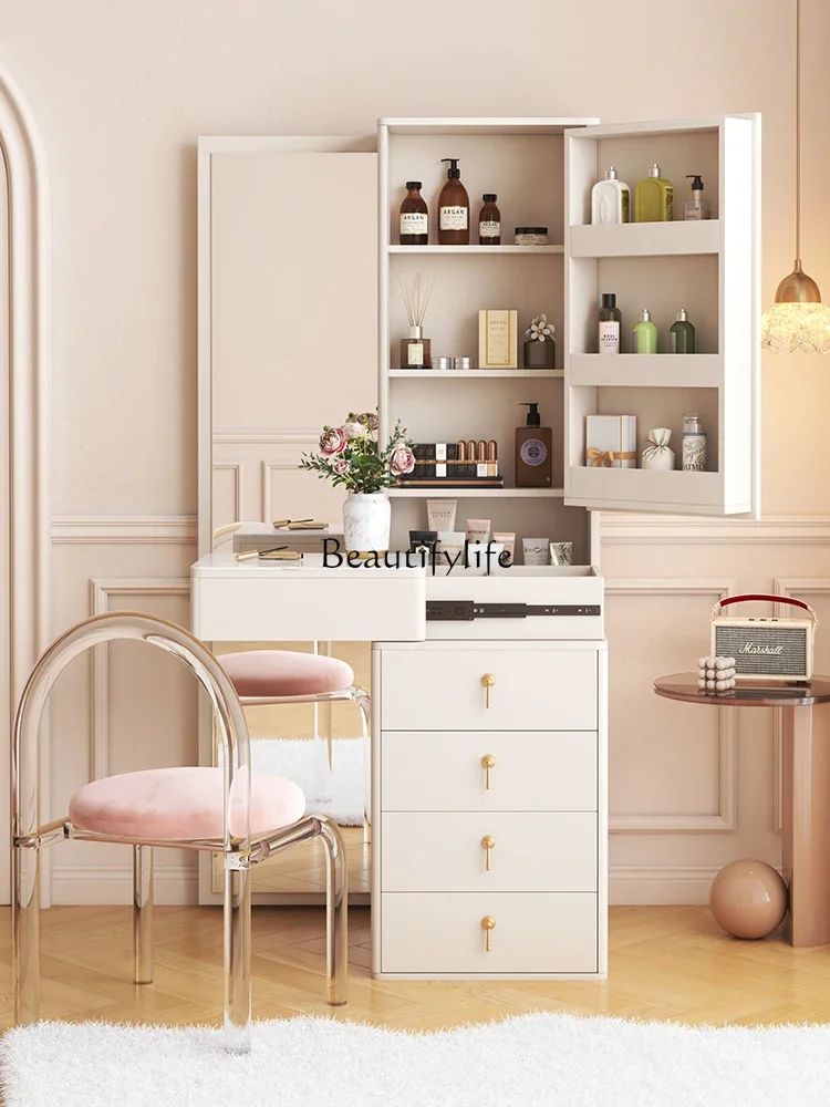 

Corner Dresser Full-Length Mirror Integrated Table Storage Cabinet Cream Style Bedroom Dresser