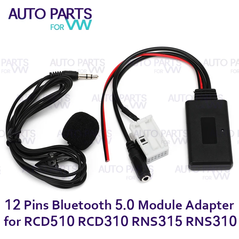 

For Volkswagen RCD510 RCD310 RNS315 RNS310 MFD2 Bluetooth 5.0 Module Receiver Adapter Radio Stereo AUX Cable Adapter 12PINS