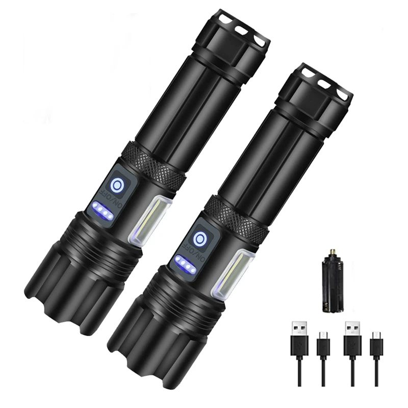 Rechargeable Flashlight, 2 X 150000 High Lumen Super Bright Flashlights, 7 Modes, Powerful Handheld LED Flashlight
Rechargeable Flashlight, 2 X 150000 High Lumen Super Bright Flashlights, 7 Modes, Powerful Handheld LED Flashlight