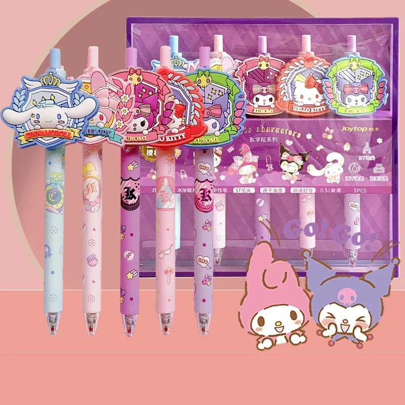

25pcs/lot Sanrio Melody Cinnamoroll Cat Press Gel Pen Cute 0.5mm Black Ink Signature Pens Promotional Gift Office School Supply