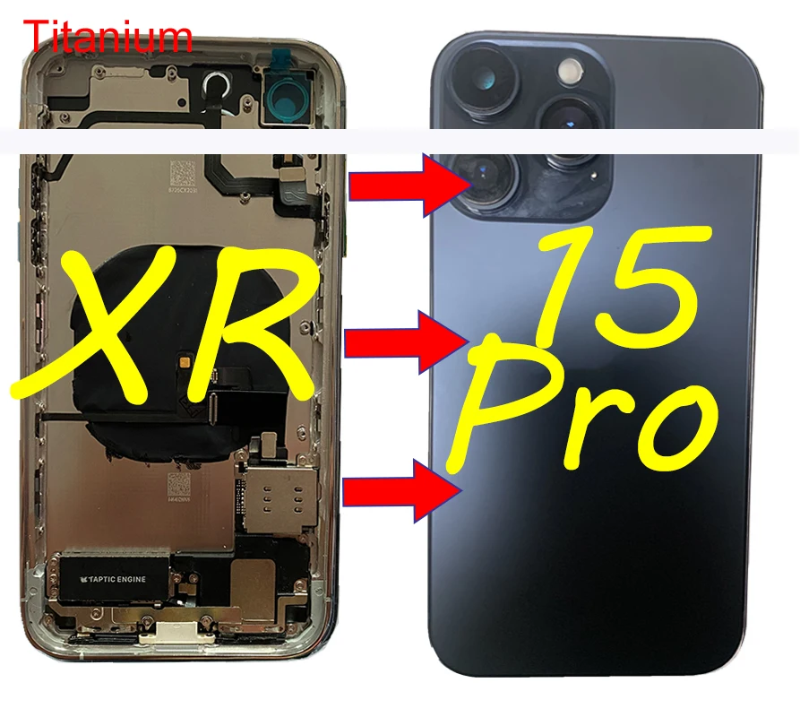 Full Assemble Titanium Frame DIY Housing For iPhone XR Like 15Pro Repair kits Back Cover with Dual sim card + Case cover+Tools
Full Assemble Titanium Frame DIY Housing For iPhone XR Like 15Pro Repair kits Back Cover with Dual sim card + Case cover+Tools