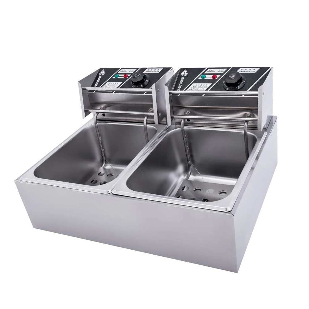 6L+6L 2-Tank 2-Basket Industrial Stainless Steel Chicken Fryer Electric Oil Deep Donut Fryer French Fries Machine
6L+6L 2-Tank 2-Basket Industrial Stainless Steel Chicken Fryer Electric Oil Deep Donut Fryer French Fries Machine