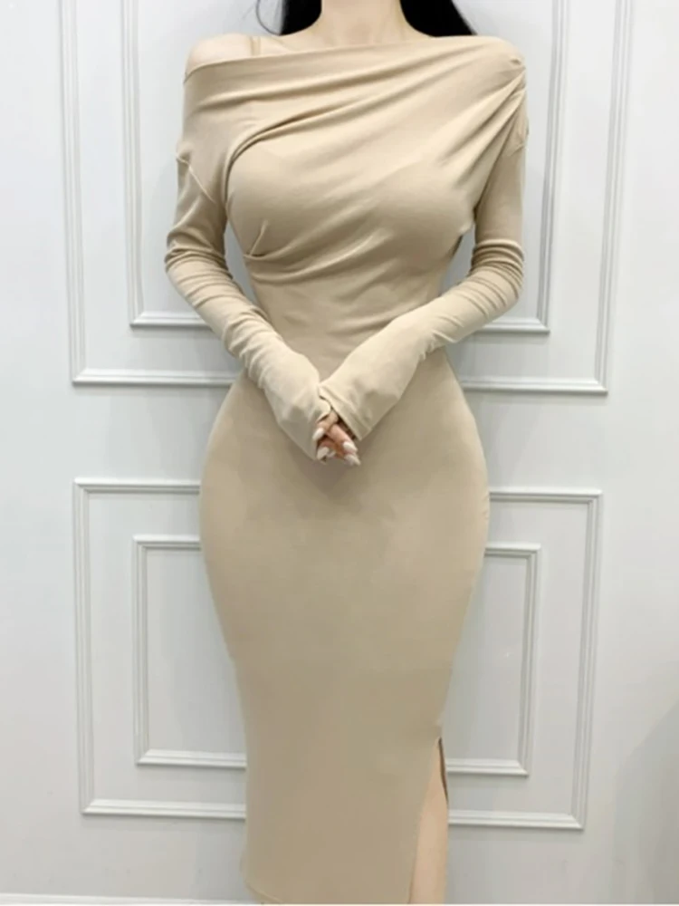 Dresses For Women Cotton Long Sleeve Sexy Slash Neck Elegant Party Bodycon Dress 2023 Spring Womens Clothing Vestidos De Mujer
Dresses For Women Cotton Long Sleeve Sexy Slash Neck Elegant Party Bodycon Dress 2023 Spring Womens Clothing Vestidos De Mujer