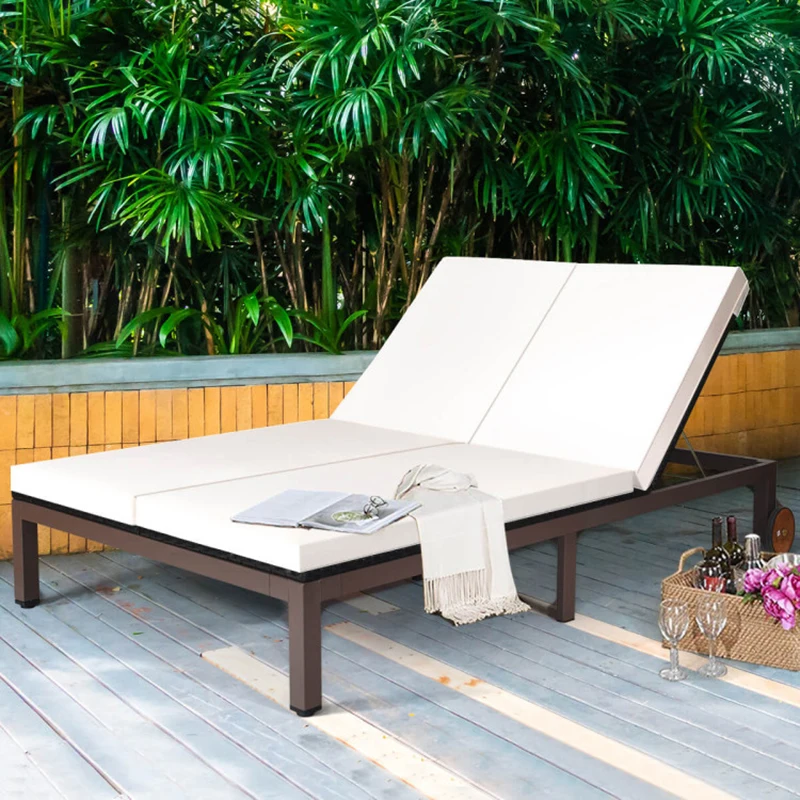 2-Person Patio Rattan Lounge Chair with Adjustable Backrest Sun Loungers Garden Beach Outdoor Furniture
2-Person Patio Rattan Lounge Chair with Adjustable Backrest Sun Loungers Garden Beach Outdoor Furniture