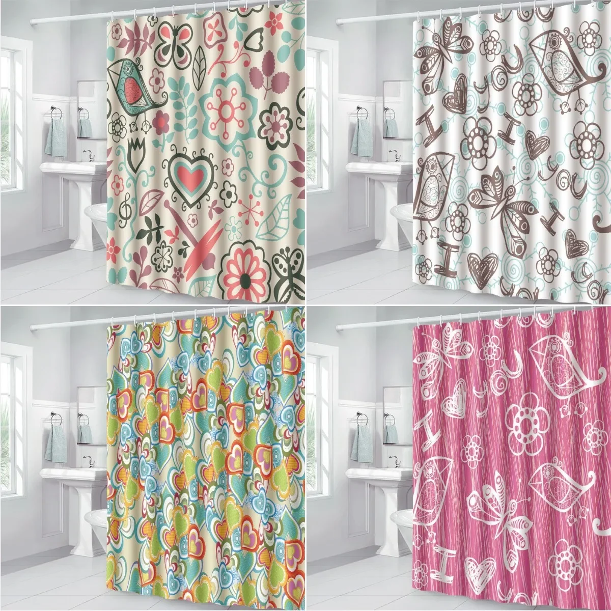 Colorful Printed Floral Shower Curtain Flowers Leaves Dragonfly Fish Painting Pattern Abstract Personalized Bathroom Curtain Set
Colorful Printed Floral Shower Curtain Flowers Leaves Dragonfly Fish Painting Pattern Abstract Personalized Bathroom Curtain Set