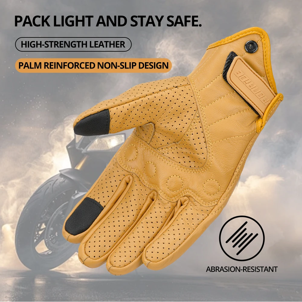 Leather Motorcycle Gloves Summer Breathable Mesh Moto Gloves Touch Function Motorbike Gloves Motocross Off-Road Racing Gloves Leather Motorcycle Gloves Summer Breathable Mesh Moto Gloves Touch Function Motorbike Gloves Motocross Off-Road Racing Gloves
