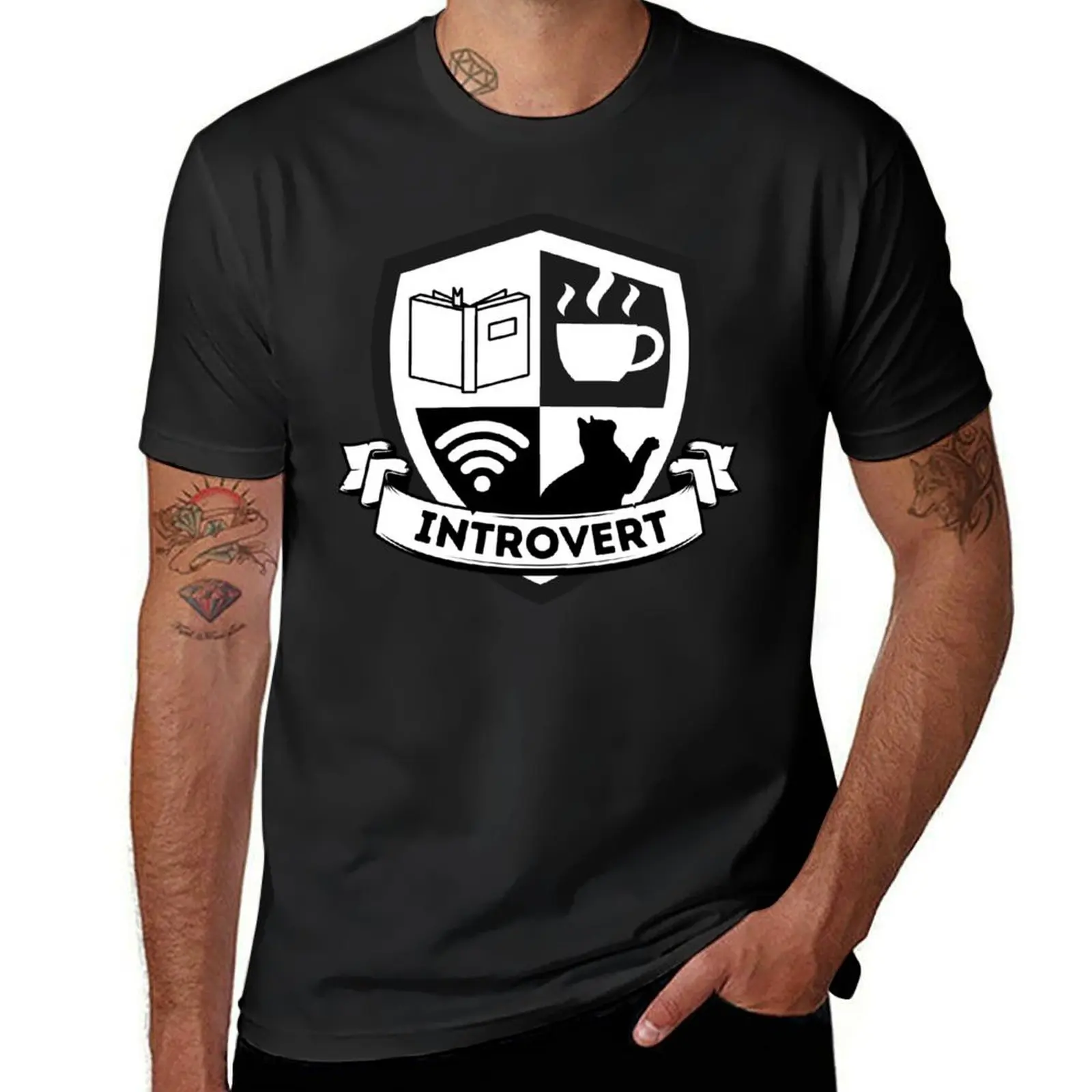 

Introverts Coat Of Arms T-Shirt boys animal print oversizeds customs hippie clothes mens graphic t-shirts big and tall