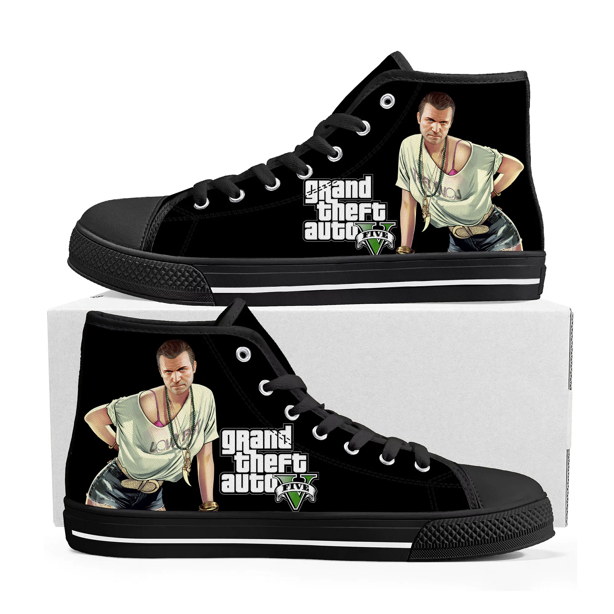 Grand Theft Auto V 5 High Top Sneakers Mens Womens Teenager GTA Five High Quality Canvas Sneaker Game Custom Built Couple Shoes
Grand Theft Auto V 5 High Top Sneakers Mens Womens Teenager GTA Five High Quality Canvas Sneaker Game Custom Built Couple Shoes