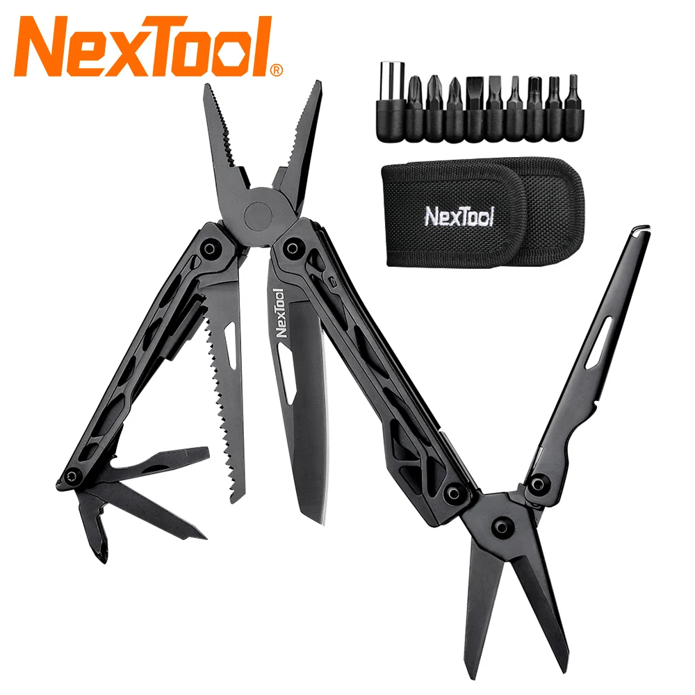 

NexTool 11-In-1 EDC Knife Pocket Folding Knives Pliers Tools Screwdriver Camping Hiking Cycling Multi-tool Black Survival Kit