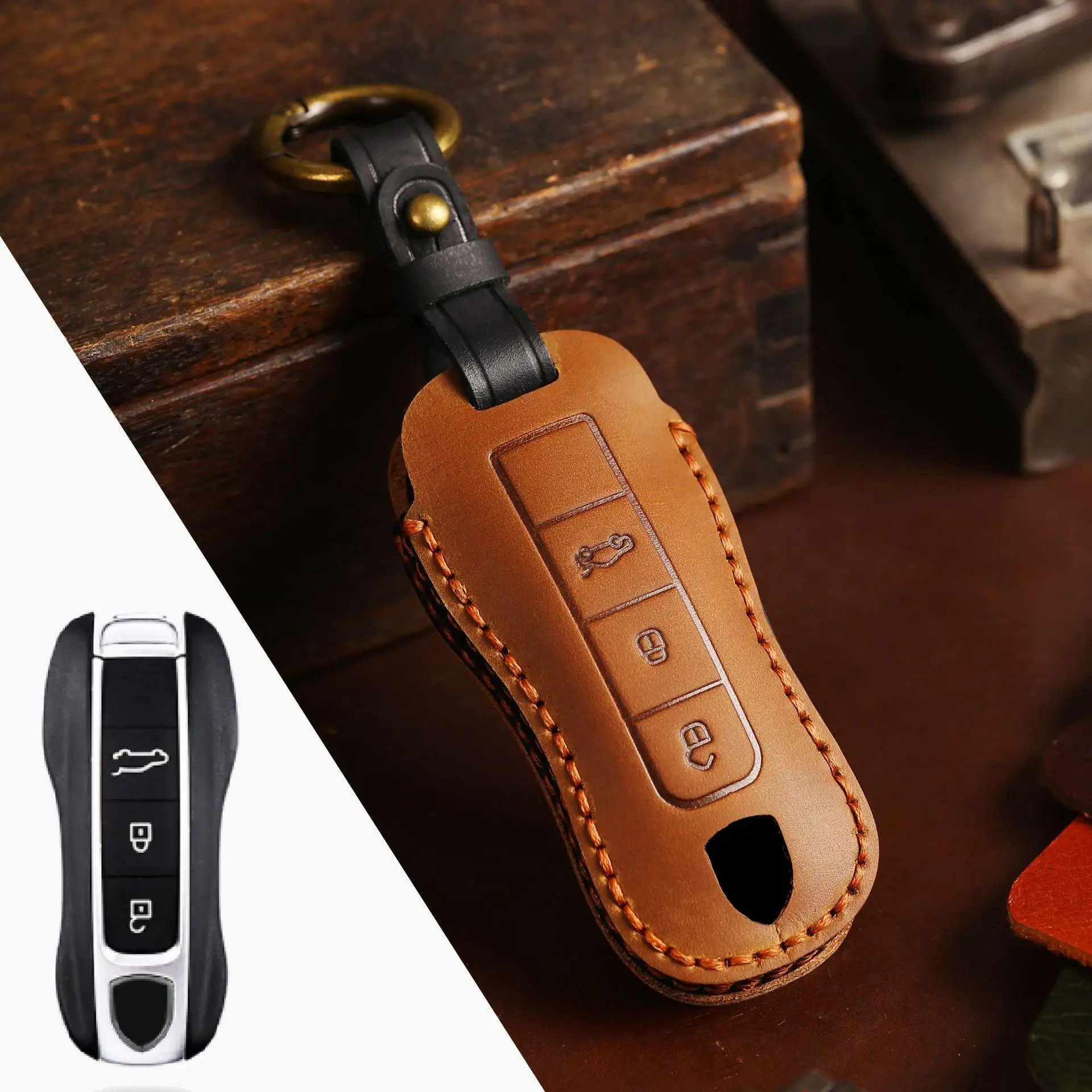 Fob Protector Car Key Case Cover Leather Keychain Holder Accessories for Porsche Cayenne 718 958 Panamera 911 Macan Keyring Bag
Fob Protector Car Key Case Cover Leather Keychain Holder Accessories for Porsche Cayenne 718 958 Panamera 911 Macan Keyring Bag