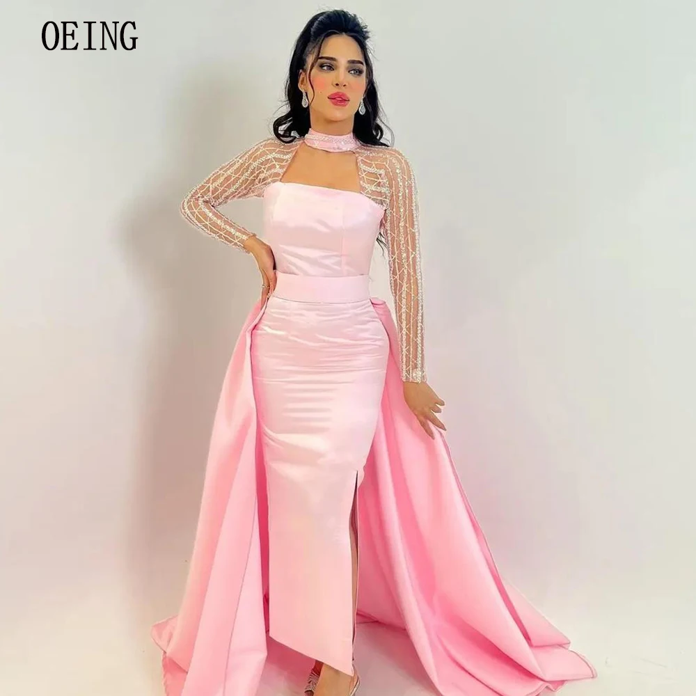 OEING A-line Pink Formal Evening Prom Gowns O-neck Illusion Sleeves Satin Vestidos De Gala Mujer Floor Length Dubai Arabic 2023
OEING A-line Pink Formal Evening Prom Gowns O-neck Illusion Sleeves Satin Vestidos De Gala Mujer Floor Length Dubai Arabic 2023
