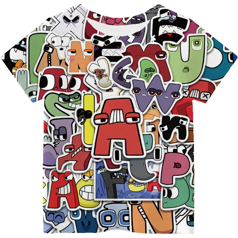

Alphabet Lore T-shirt Kids Clothes Boys Girls Casual O-neck T Shirt Cartoon Short Sleeve Tops Summer Children's Clothing 2-14Y