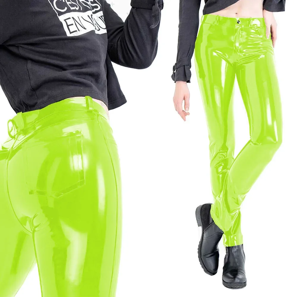 Fashion Women's Slim Fit Pencil Pants Wetlook PVC Leather Long Pants High Waisted Back Pockets Capris Streetwear Women Clothing 50 Sf0f780b21598473b9c18a7e8452f1ca2O