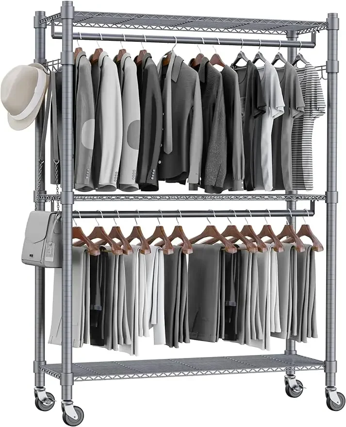 Homdox 3 Shelves Wire Shelving Clothing Rolling Rack Heavy Duty Commercial Grade Garment Rack with Wheels and Side Hooks
Homdox 3 Shelves Wire Shelving Clothing Rolling Rack Heavy Duty Commercial Grade Garment Rack with Wheels and Side Hooks