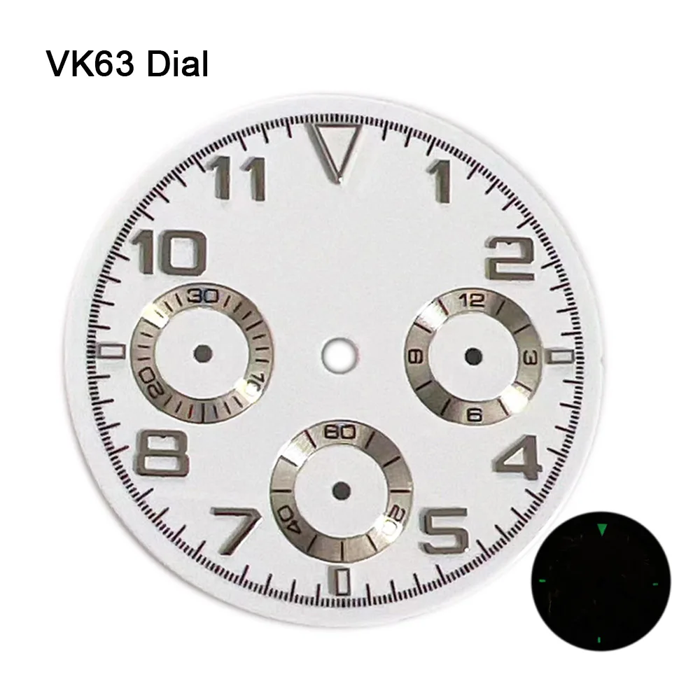 For VK63 Dial 29.5mm Green Luminous White Watch Face Replacement for Vk63 Quartz Movement
For VK63 Dial 29.5mm Green Luminous White Watch Face Replacement for Vk63 Quartz Movement