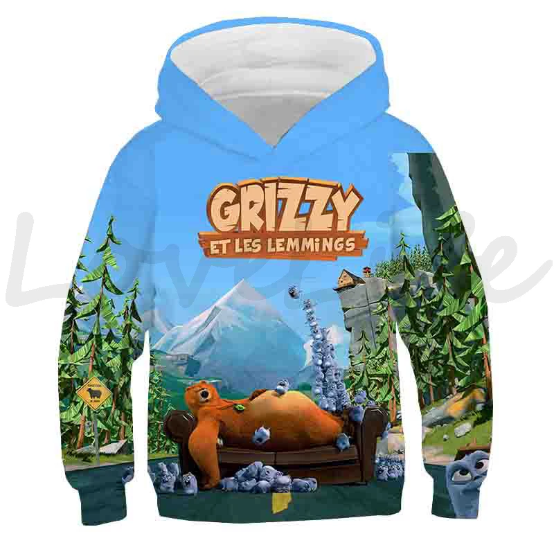 

Children Sunlight Grizzly Bear Hoodies Kids Casual Sweatshirts Tops Sudadera Boys Girls Grizzy And The Lemmings Pullovers