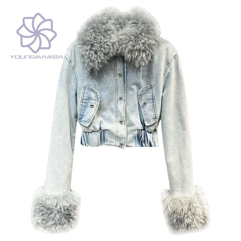 2023 New Plush Polo Neck Long Sleeve Denim Jackets Women American Retro Slim Short Denim Coat Vintage Outerwear
2023 New Plush Polo Neck Long Sleeve Denim Jackets Women American Retro Slim Short Denim Coat Vintage Outerwear