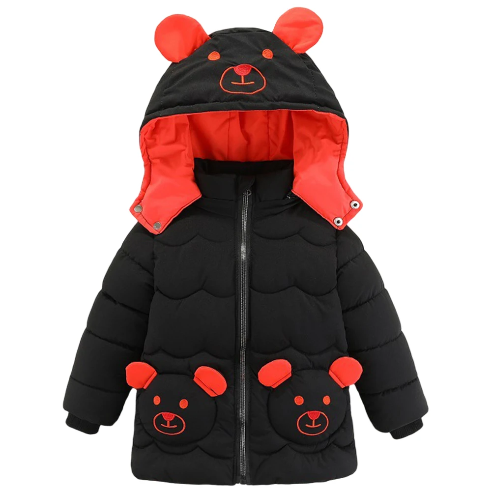 

Cute Bear Hooded Toddlers Winter Padded Coat Warm Full-zipper Boys Down Jacket Puffer Parka Quilted Snowsuit for Babies