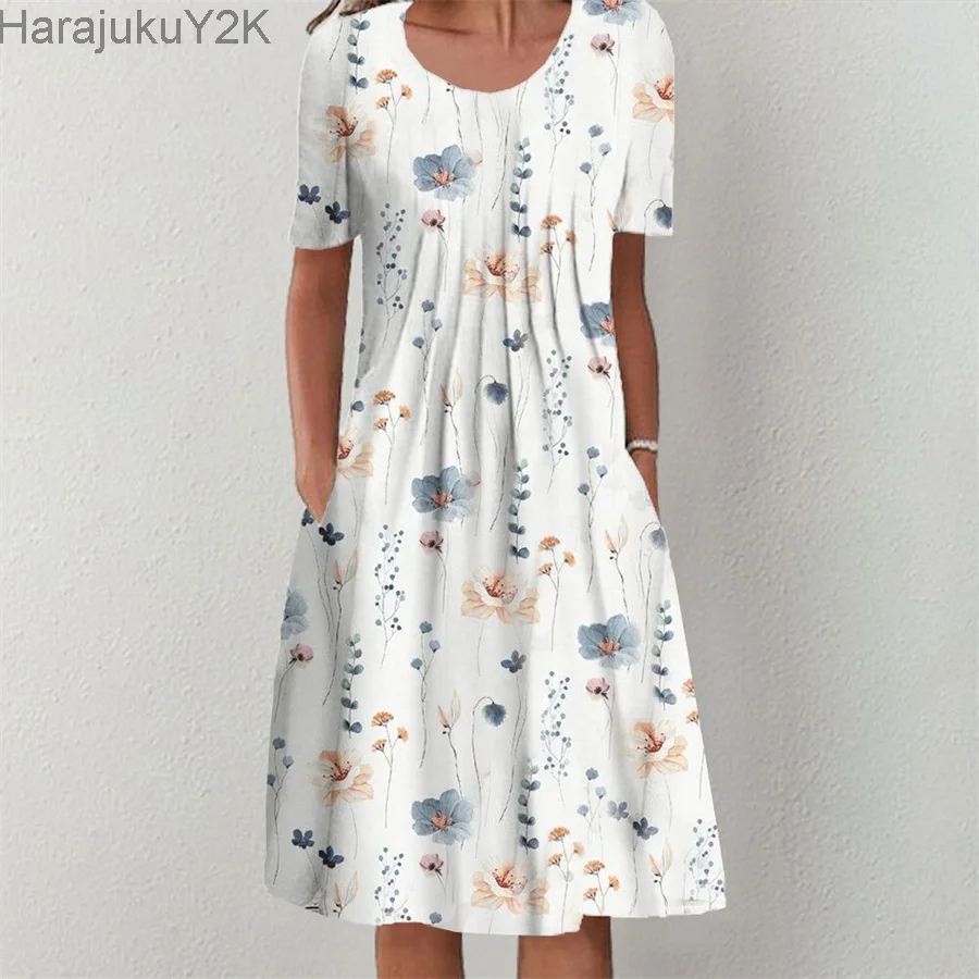 Elegant Dress Women Casual Temperament Dress Women Short Sleeves Loose Dresses Weekend Holiday
Elegant Dress Women Casual Temperament Dress Women Short Sleeves Loose Dresses Weekend Holiday