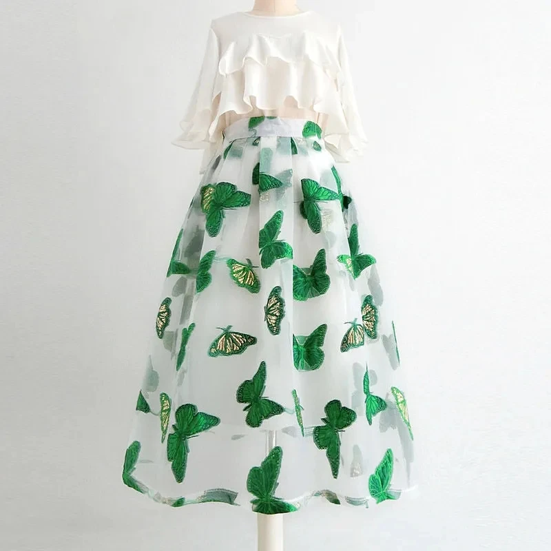 2023 Faldas Mujer De Moda Fashion Butterfly Embroidered Organza Skirt High Waist Temperament A-line Skirts Korean Spring Summer
2023 Faldas Mujer De Moda Fashion Butterfly Embroidered Organza Skirt High Waist Temperament A-line Skirts Korean Spring Summer