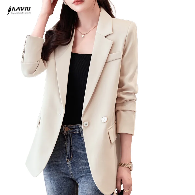 

Женский Повседневный пиджак в простом стиле NAVIU, новый весенний Блейзер свободного покроя популярного стиля, 2024