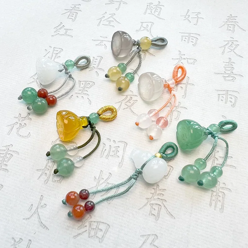 

Natural Yellow Agate Lotus Seedpod Chalcedony Beads Accessories DIY Key Chain Jewellery Fashion Hand-Carved Lucky Gift