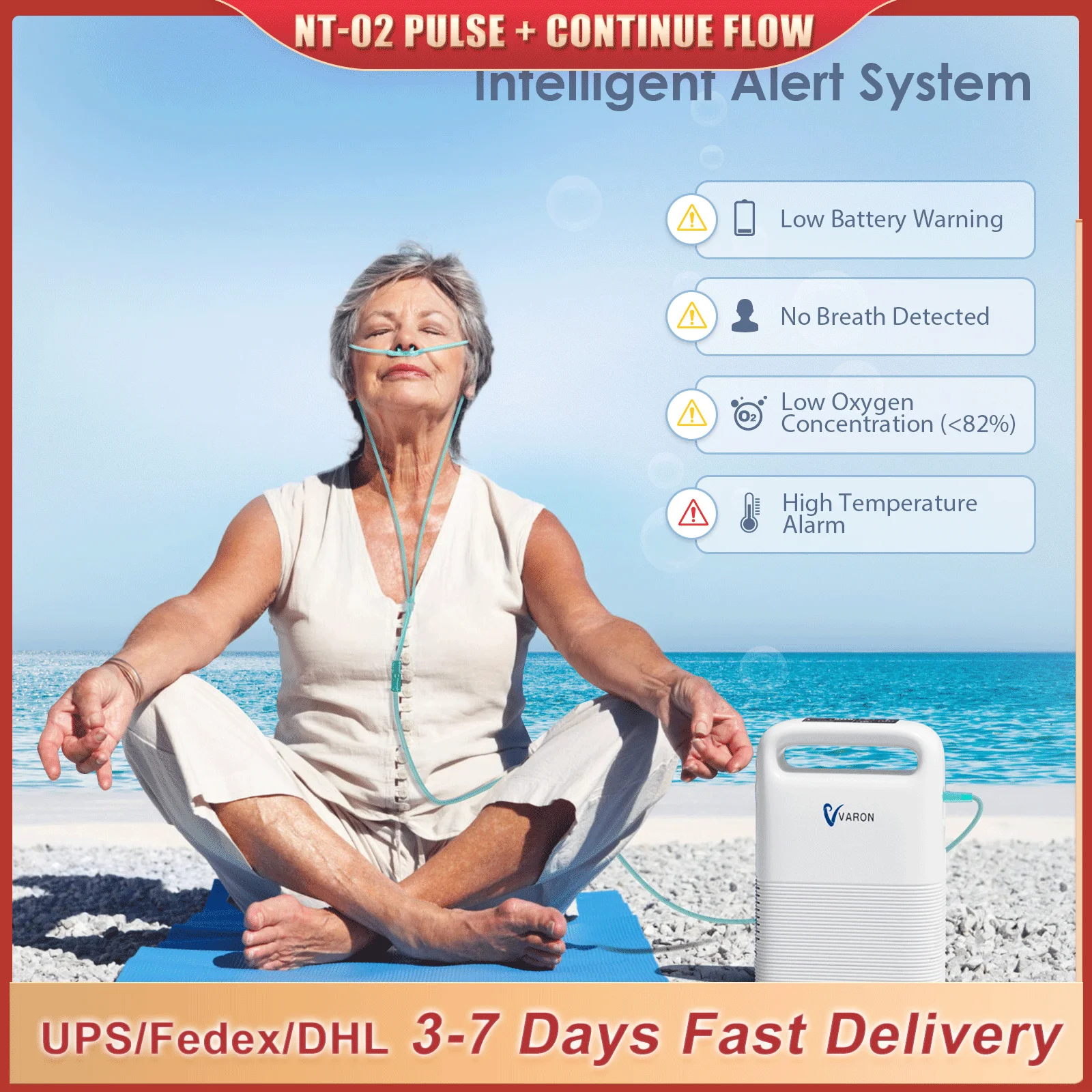 Varon Portable 93±3% 1-5L/min Stable Oxygen Concentration Dual Oxygen Delivery Modes Removeable Battery For Outdoor Travel Use
Varon Portable 93±3% 1-5L/min Stable Oxygen Concentration Dual Oxygen Delivery Modes Removeable Battery For Outdoor Travel Use