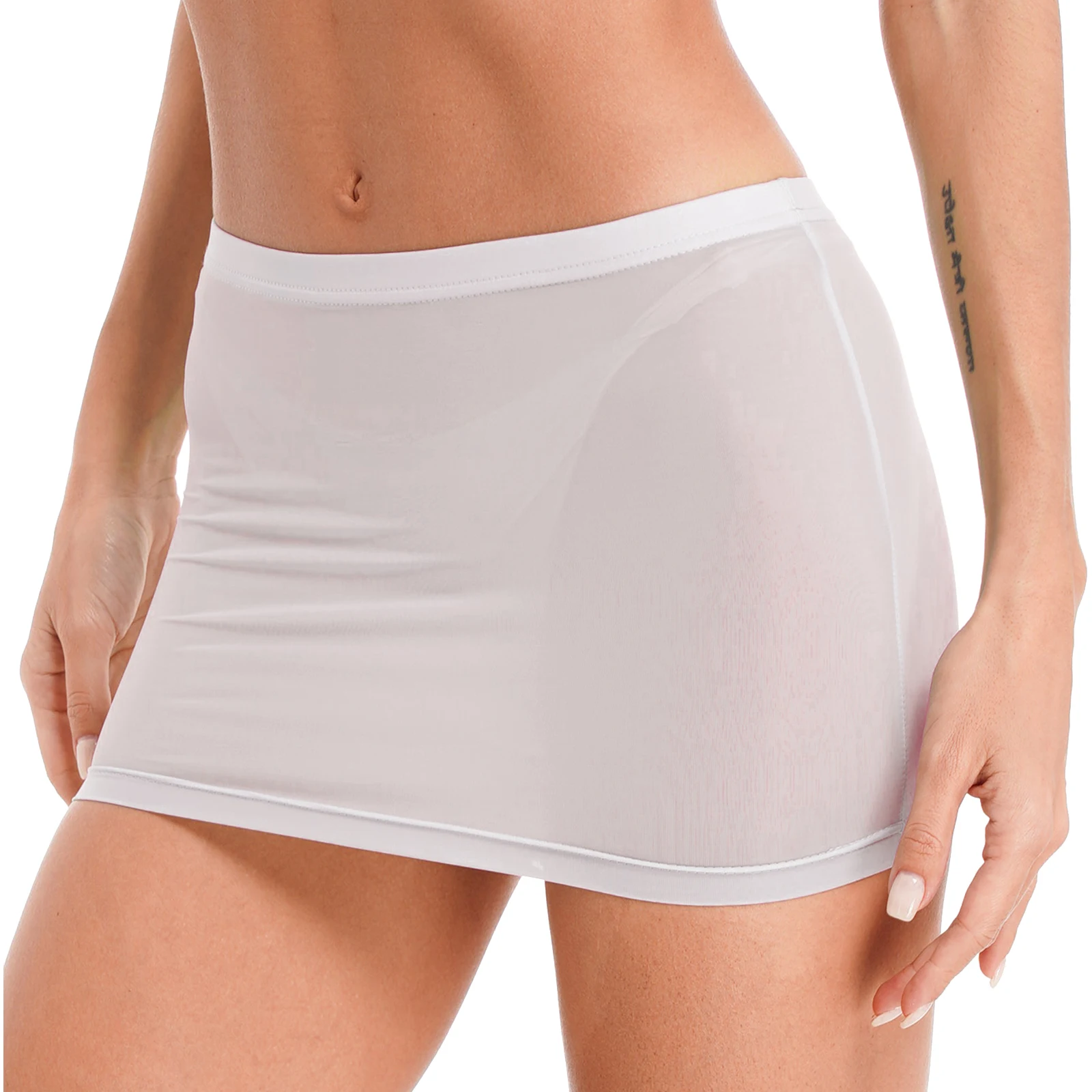 Women Semi See Through Miniskirt Solid Color Pencil Skirt Clubwear Ultra Bright Shape Mini Skirt Oil-based Bright Stocking Skirt
Women Semi See Through Miniskirt Solid Color Pencil Skirt Clubwear Ultra Bright Shape Mini Skirt Oil-based Bright Stocking Skirt