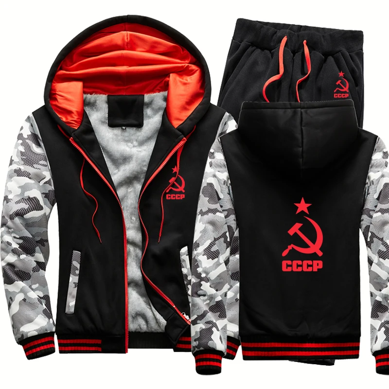 Autumn Winter Men's Suit CCCP Russia Soviet Union Moscow Logo Print Warm Fleece Wool Zipper Coat Thicken Jacket+Warm Pants Set
Autumn Winter Men's Suit CCCP Russia Soviet Union Moscow Logo Print Warm Fleece Wool Zipper Coat Thicken Jacket+Warm Pants Set