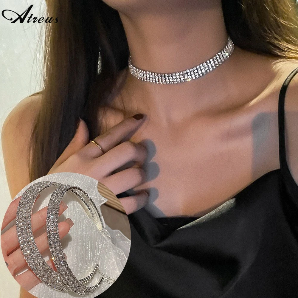 Gothic Choker Necklace For Women Bling Rhinestone Torques Necklace 1-4 row Crystal Necklaces Silver Plate Sexy Party Jewelry
Gothic Choker Necklace For Women Bling Rhinestone Torques Necklace 1-4 row Crystal Necklaces Silver Plate Sexy Party Jewelry