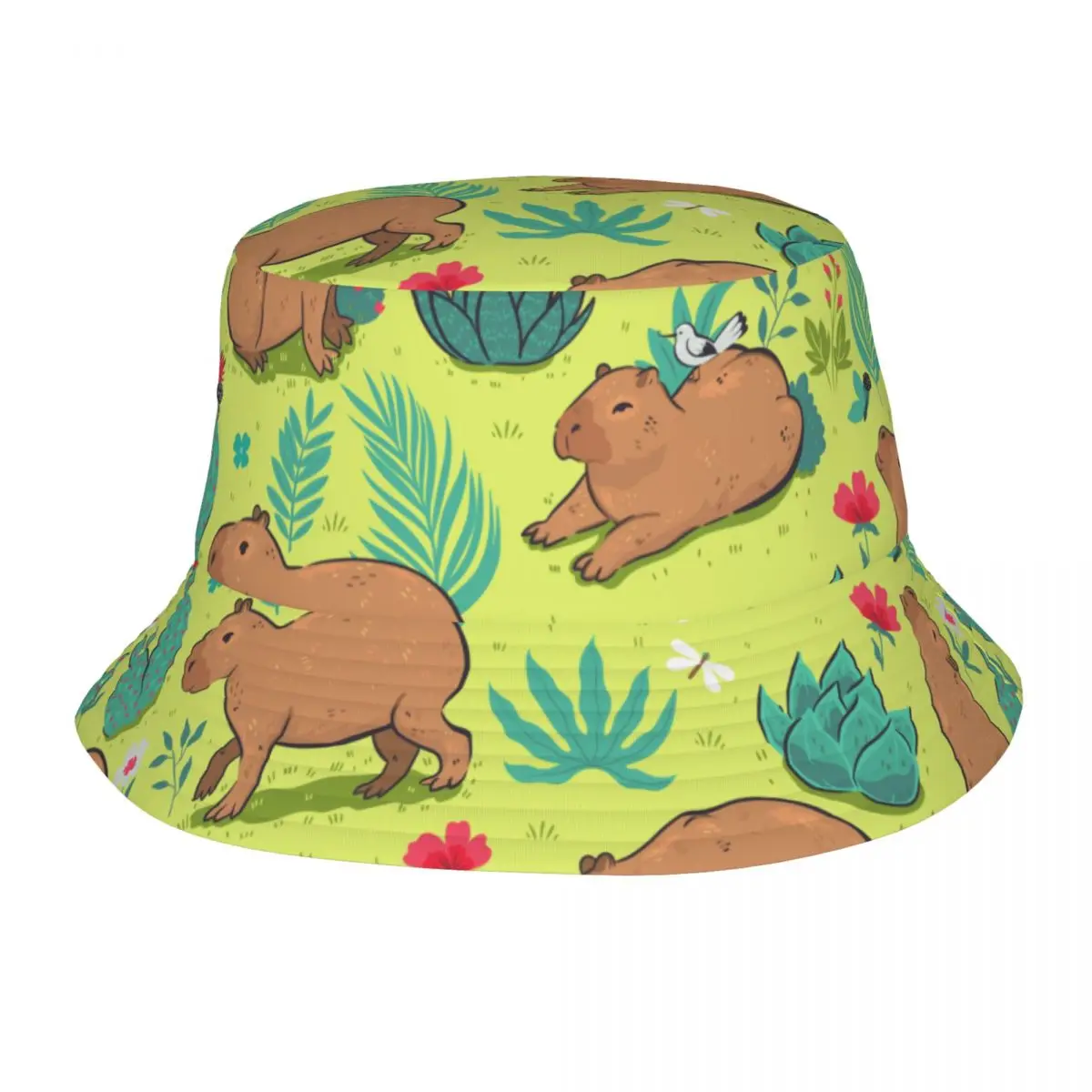 

Cute Capybara Succulent Cactus Unisex Casual Sun Hat Bucket Bob Hip Hop Cap Fisherman Panama