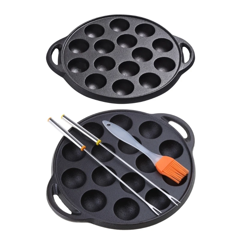 

15 Holes Takoyaki Pan Cast Iron Material Takoyaki Maker Octopuses Meat Balls Mold Maker Perfect for Family Gatherings