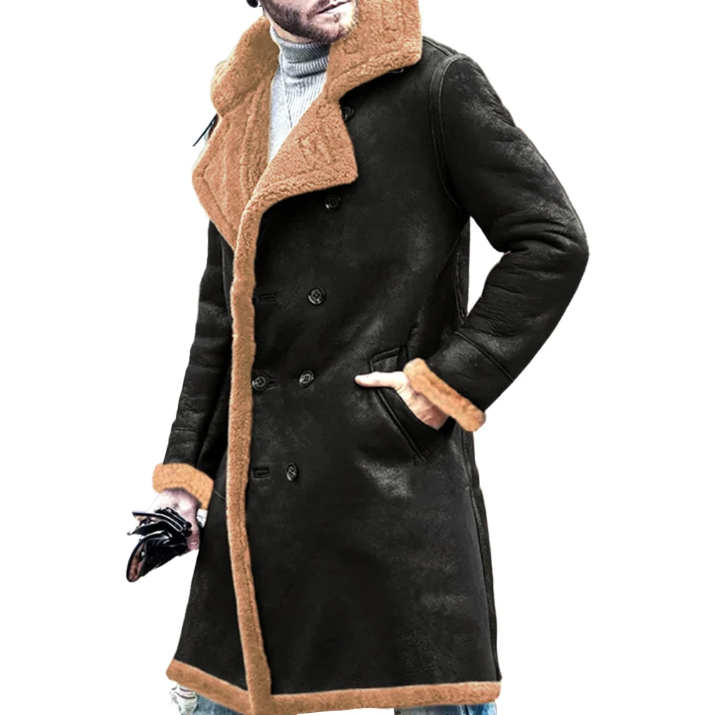Men Winter Thickened Warm Double Breasted Trench Coat Lapel Fur Lined Jackets Outwear Faux Leather Velvet Solid Men's Jacket
Men Winter Thickened Warm Double Breasted Trench Coat Lapel Fur Lined Jackets Outwear Faux Leather Velvet Solid Men's Jacket