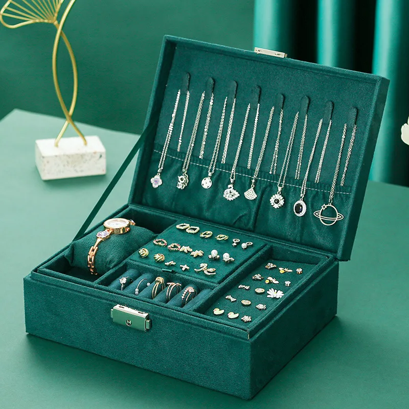 Double Layer Jewelry Box Ring Necklace Earring Holder Lockable Storage Box Case Large Capacity Jewelry Organizer Gifts Box
Double Layer Jewelry Box Ring Necklace Earring Holder Lockable Storage Box Case Large Capacity Jewelry Organizer Gifts Box