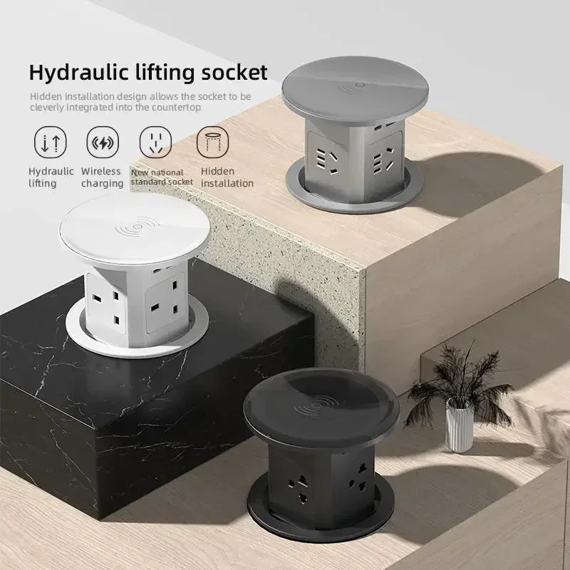 

Lifting Desk Power Automatic Pop Up Elevator Socket Tower Socket US UK AU UN Plug Adapter USB Type-c Wireless Charge ,Hidden