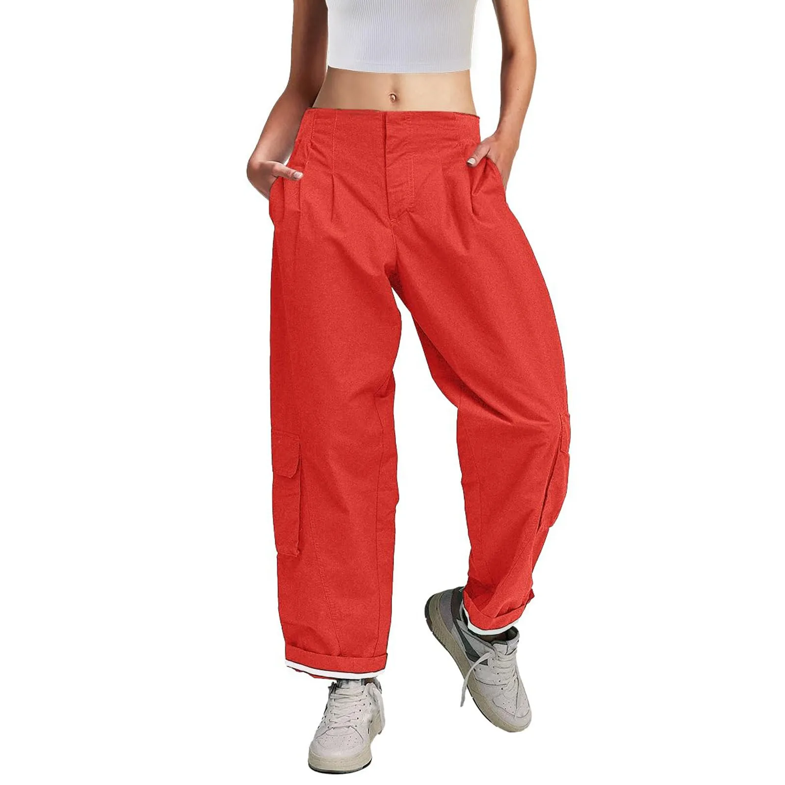 Women'S High Waist Cargo Pants Loose Casual Solid Color Workout Sports Pants With Pockets Fashion Straight Streetwear New
Women'S High Waist Cargo Pants Loose Casual Solid Color Workout Sports Pants With Pockets Fashion Straight Streetwear New
