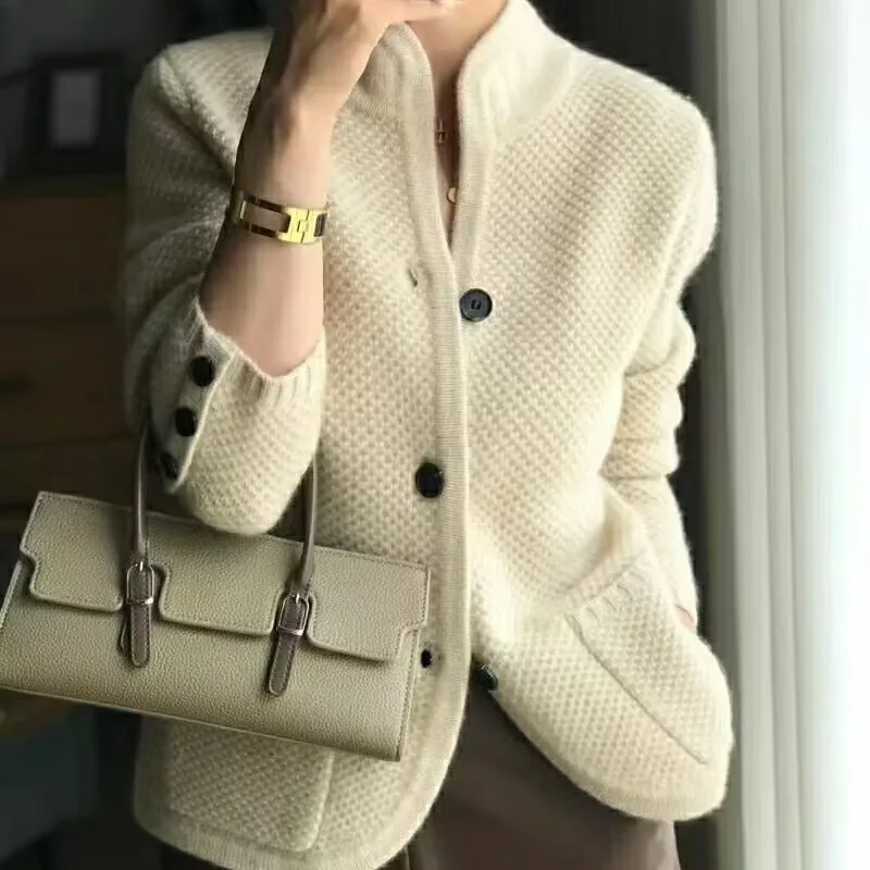 Women's Autumn Winter Long Sleeve Standing Neck Cardigan Fashion Casual Versatile Coats Commuting Solid Color Knitting Lady Tops
Women's Autumn Winter Long Sleeve Standing Neck Cardigan Fashion Casual Versatile Coats Commuting Solid Color Knitting Lady Tops