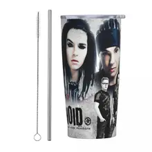 Tokio Hotel Rock 20 Oz Tumbler BillKaulitz Vacuum Insulated Travel Coffee Mug with Lid and Straw Stainless Steel Office Home Mug