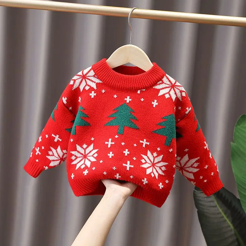 

Свитера для девочек 2023, Свитера на Рождество и новый год, детский утепленный теплый пуловер для детей, трикотажная одежда для мальчиков, трикотажная одежда