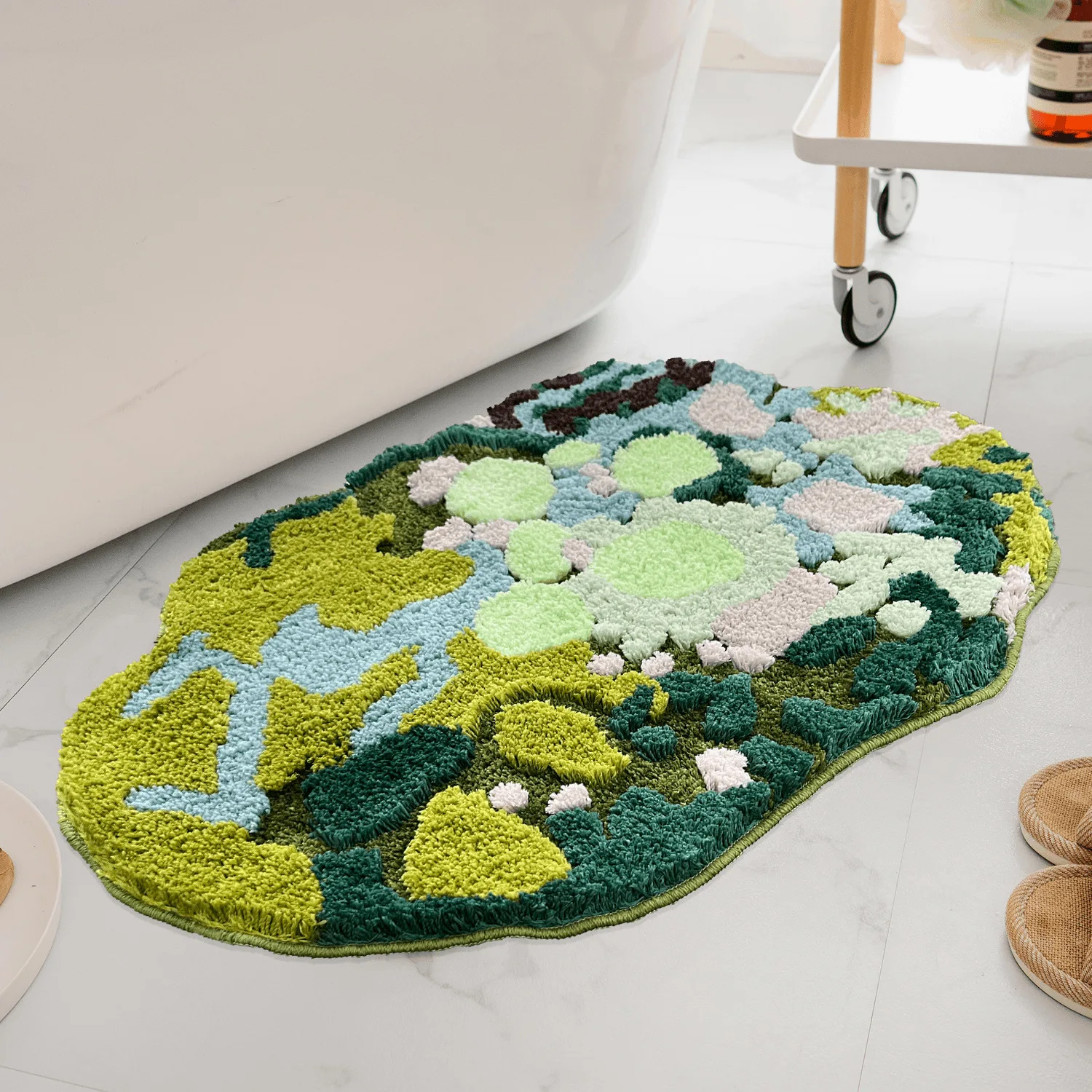 

3D Moss Tufted Rug for Kids Bedroom Carpet Non Slip Soft Absorbent Grass Bath Mat Washable Fluffy Home Decor Bathroom Doormat