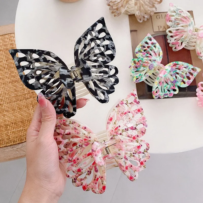 

New Hollow Print Butterfly Hair Claw Hairpin Extra Large Hair Clip Bath Barrettes for Women Ponytail Grab Hair Accessories