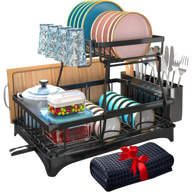Godboat Dish Drying Rack with Drainboard, 2-Tier Dish Racks for Kitchen Counter, Dish Drainer Set with Utensils Holder
Godboat Dish Drying Rack with Drainboard, 2-Tier Dish Racks for Kitchen Counter, Dish Drainer Set with Utensils Holder
