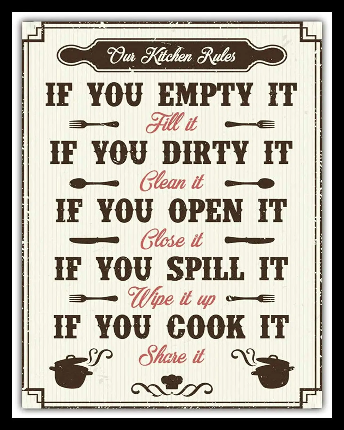 Our Kitchen Rules Mum Mother Dad Son Daughter Warn Tin Signs Novelty Funny Retro Garage Home Bar Man Cave Wall Decor Vintage Gif
Our Kitchen Rules Mum Mother Dad Son Daughter Warn Tin Signs Novelty Funny Retro Garage Home Bar Man Cave Wall Decor Vintage Gif