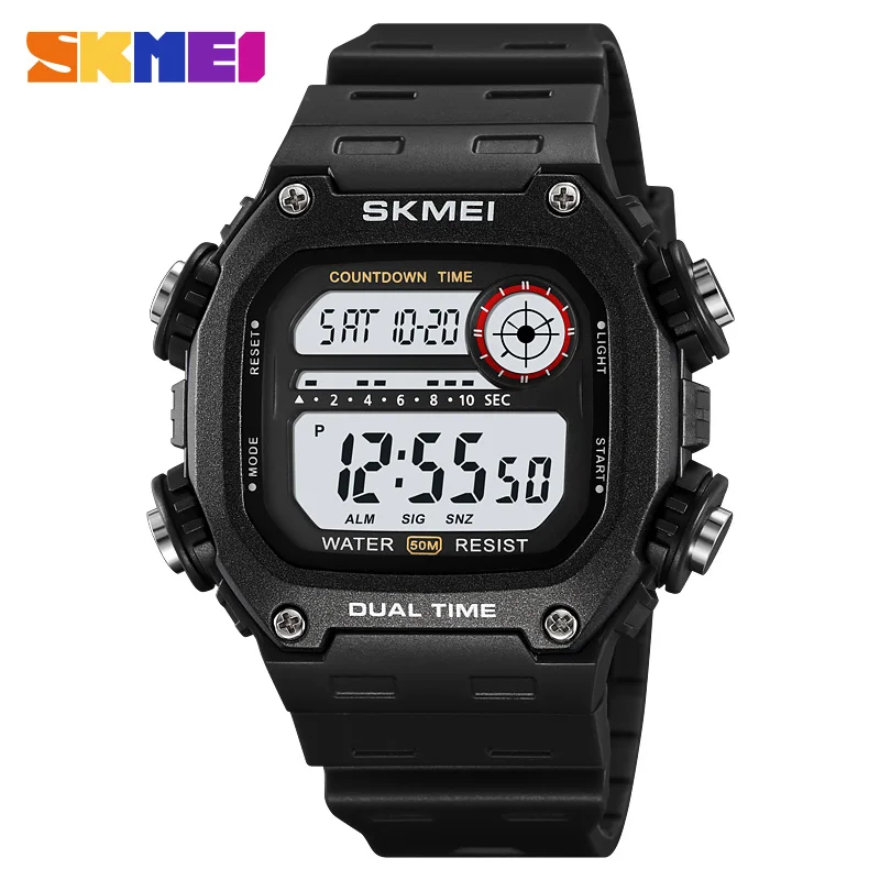 

SKMEI Back Light Display Countdown Timer Digital Sport Watches Men Luxury Stainless Steel Date Alarm Wristwatch reloj hombre