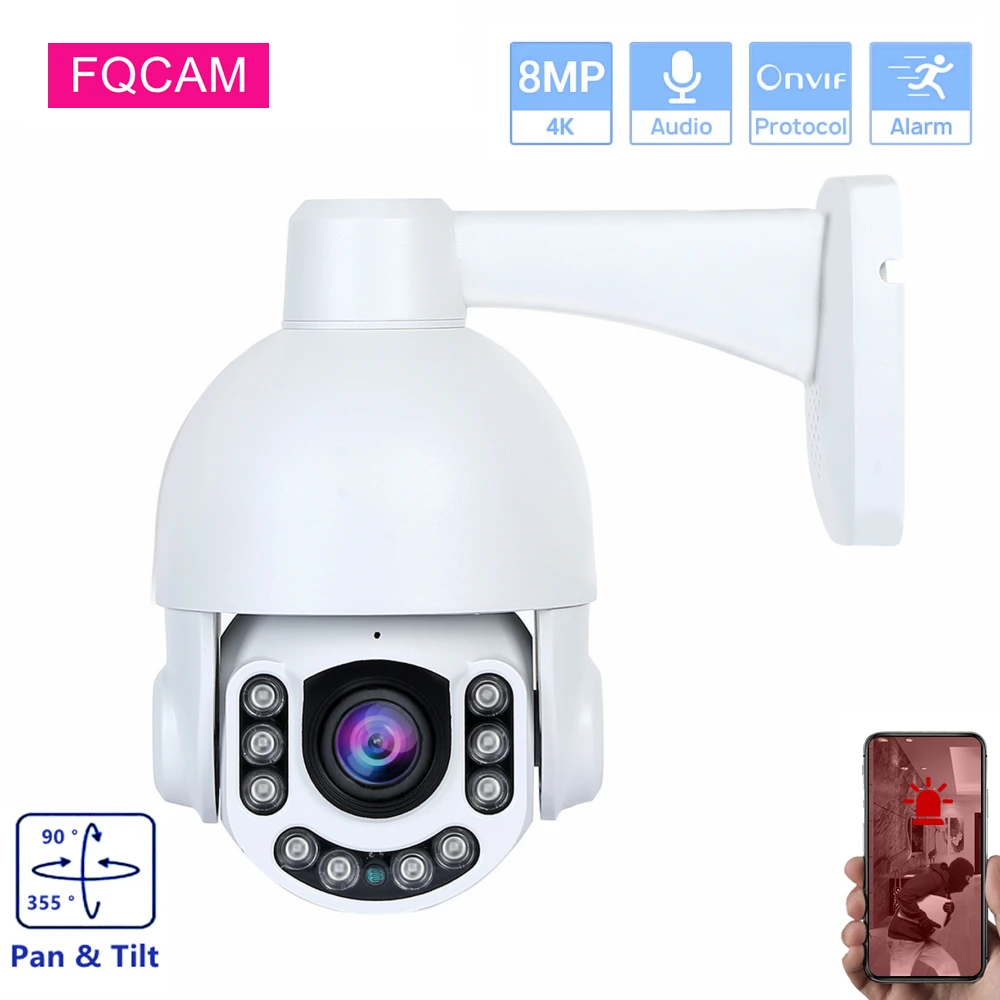 

CAMHI 8MP Speed PTZ IP POE Camera ONVIF Outdoor Pan Tilt 4xZoom Audio Video Surveillance Security Motion Detection Smart Camera