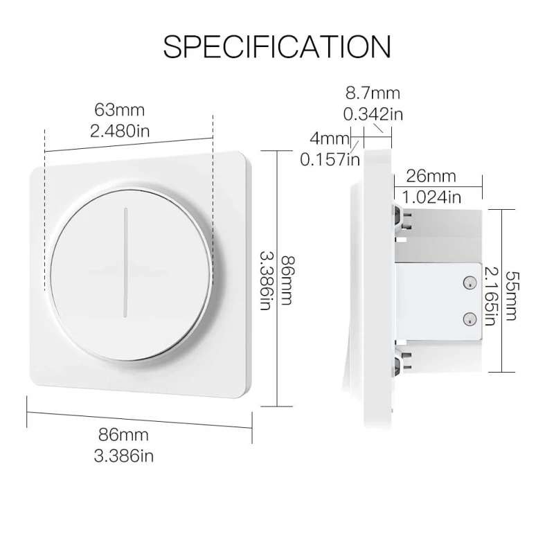 Tuya Smart Wifi Dimmer Light Switch, Smart Home Rotary Dimmable Wall Switch 100-240V, Work with Alexa Home Smart Life App
Tuya Smart Wifi Dimmer Light Switch, Smart Home Rotary Dimmable Wall Switch 100-240V, Work with Alexa Home Smart Life App