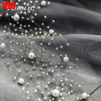 거실 침실용 모던 비즈 자수 회색 얇은 명주 그물 커튼, 유럽 럭셔리, 아름다운 우아한 창문, 맞춤형 양털 쉬어 상품 이미지